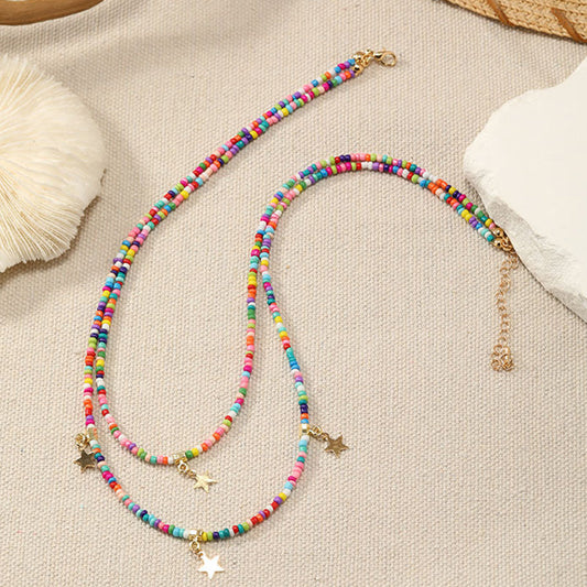 Colorful Bohemian Multi-Layered Star Pendant Necklace