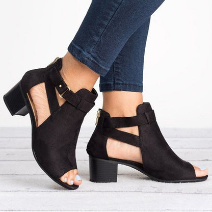 Elegant Block Heel Buckle Sandals