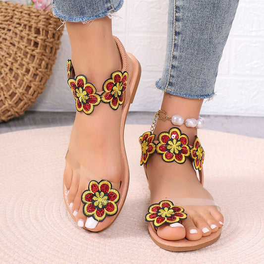 Colorful Flowers Beach Sandals