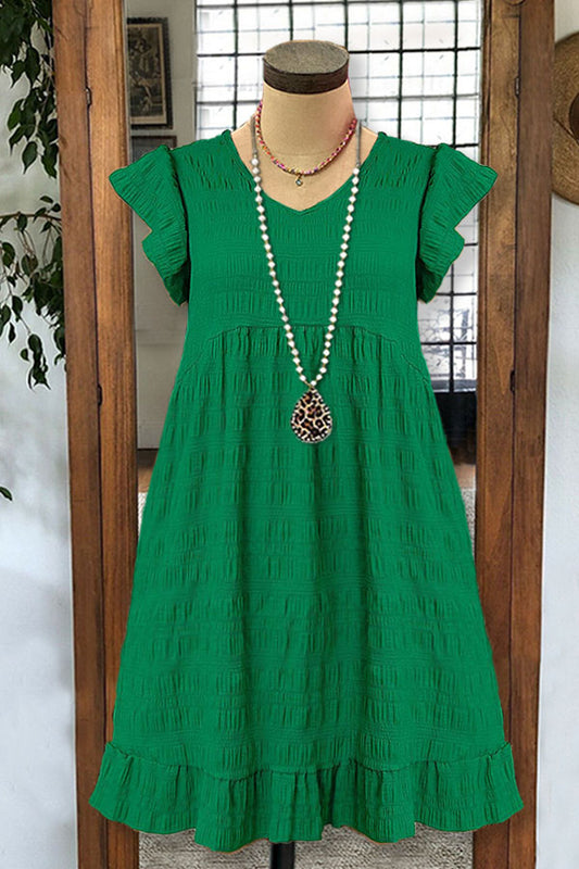 Vintage Pleated Ruffle Dress